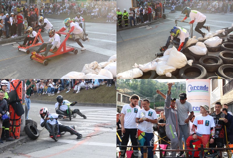 La curva del CAI de La Sultana y el paso de los pilotos que emocionó a los cientos de aficionados que se agolparon en la ruta. Fue el final de los carritos de balineras en la Feria.