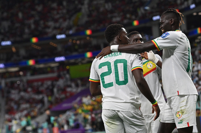 Los jugadores de Senegal celebrando su primera victoria en el Mundial 2022. 