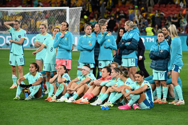 El equipo de Australia reacciona después de perder el partido por el tercer lugar de la Copa Mundial Femenina