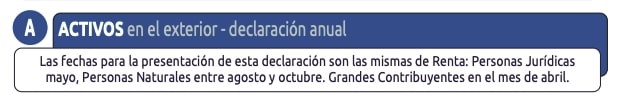 Calendario de pago de impuestos sobre activos en el exterior