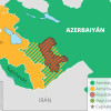 Mapa de la situación en Armenia, Azerbaiyán y el Alto Karabaj después de la primera guerra del Alto Karabaj