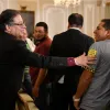 El presidente, Gustavo Petro, este viernes en el encuentro con taxistas en la Casa de Nariño. 