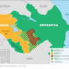 Mapa del conflicto entre Armenia y Azerbaiyán por el territorio conocido como Nagorno (Alto) Karabaj.