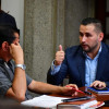 Luis Herney Vargas, secretario de Educación de Caldas, reunido con el presidente del sindicato Educal, Juan Carlos Martínez.