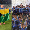 El futbolista caldense Nelson Deossa celebrando con su equipo Pachuca, de México, la Concacaf Champions Cup.