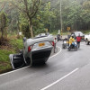 Así quedó el carro después del accidente de tránsito que sufrió este sábado entre Chinchiná y Manizales.