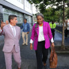 Aurora Vergara (d), ministra de Educación, visita Manizales. La acompaña Cristóbal Trujillo, rector del Instituto Universitario de Caldas. 