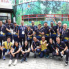 Deportistas y miembros de la delegación colombiana en la inauguración este jueves de la Casa Colombia, ubicada en el Parc de la Villette de París.