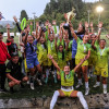 Las biquebradenses celebraron su título bajo la lluvia en la cancha de la Baja Suiza en Manizales.