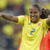 Mary Álvarez de Colombia celebra su gol este viernes, en un partido del Grupo A de la Copa Mundial Femenina Sub-20 entre las selecciones de México y Colombia en estadio Atanasio Girardot de Medellín.