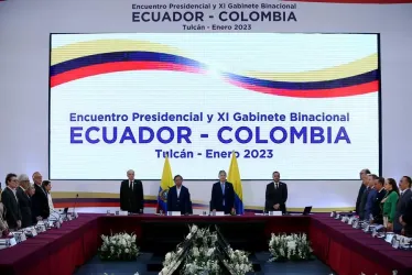 Undécimo gabinete binacional Ecuador-Colombia hoy, en la población fronteriza de Tulcán (Ecuador).