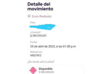 El supuesto comprobante de pago.