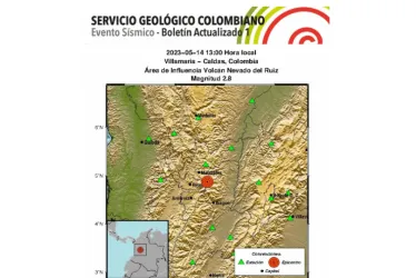 Sismo de este domingo en Villamaría (Caldas).