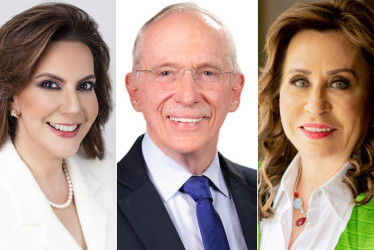 Los tres candidatos presidenciales con más intenciones de voto en Guatemala según las últimas encuestas. De izquierda a derecha: Zury Ríos Sosa, Edmond Mulet Lesieur y Sandra Torres Casanova.