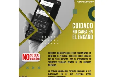 Mensaje del Batallón Ayacucho para no dejarse engañar con falsas ofertas laborales. 