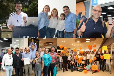 Los candidatos a la Alcaldía: Diego Fernando Espinosa, Francisco Javier González, Jorge Eduardo Rojas, Carlos Arturo Buriticá, y el candidato a la Gobernación de Caldas, Luis Roberto Rivas.