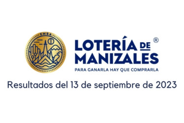 Logo de la Lotería de Manizales. Debajo dice "resultados del 13 de septiembre de 2023"