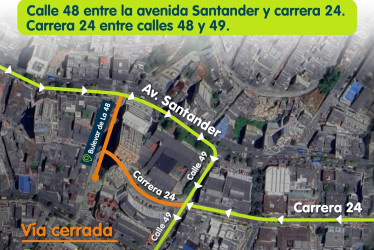 En este mapa se observa la vía cerrada y la alterna para los conductores.