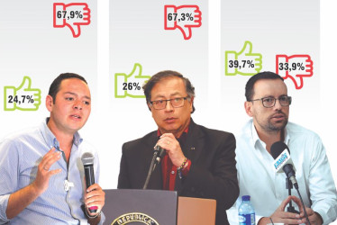 Gustavo Petro, Luis Carlos Velásquez y Carlos Mario Marín