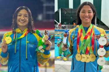 Las nadadoras Stefanía Gómez (izquierda) y Yessica Tascón, las deportistas que más medallas ganaron para Caldas en los Juegos Nacionales y Paranacionales, respectivamente.