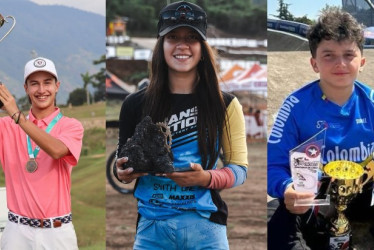 Tomás Restrepo, golfista; Valentina Roa, ciclomontañista, y Samuel Valencia, bicicrosista.