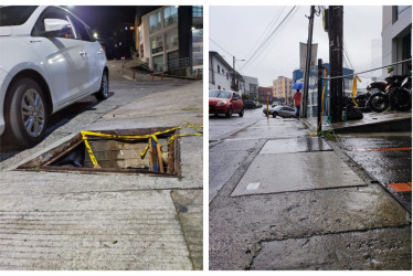 A la izquierda, así estaba la recámara en un andén de la calle 55 con carrera 24. Actualmente se encuentra con tapa.