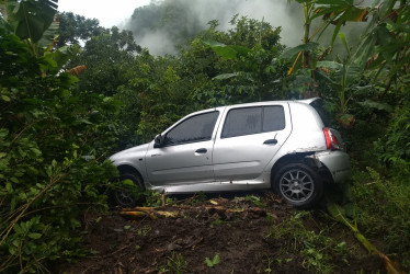 El vehículo que cayó a un cafetal en vereda de Marquetalia. 