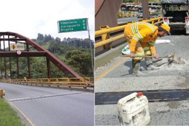 A la izquierda, el hueco que había en el puente Pío XII. A la derecha, el arreglo.