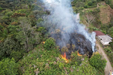 El incendio fue en una vereda. Fotos de los bomberos.