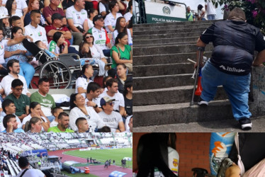 Imágenes que muestran las dificultades con las que se tienen que mover los aficionados en condición de discapacidad para moverse en el estadio Palogrande.