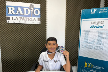 Martín Alzate Posada, de 10 años, deportista de la Liga Caldense de Karate. 